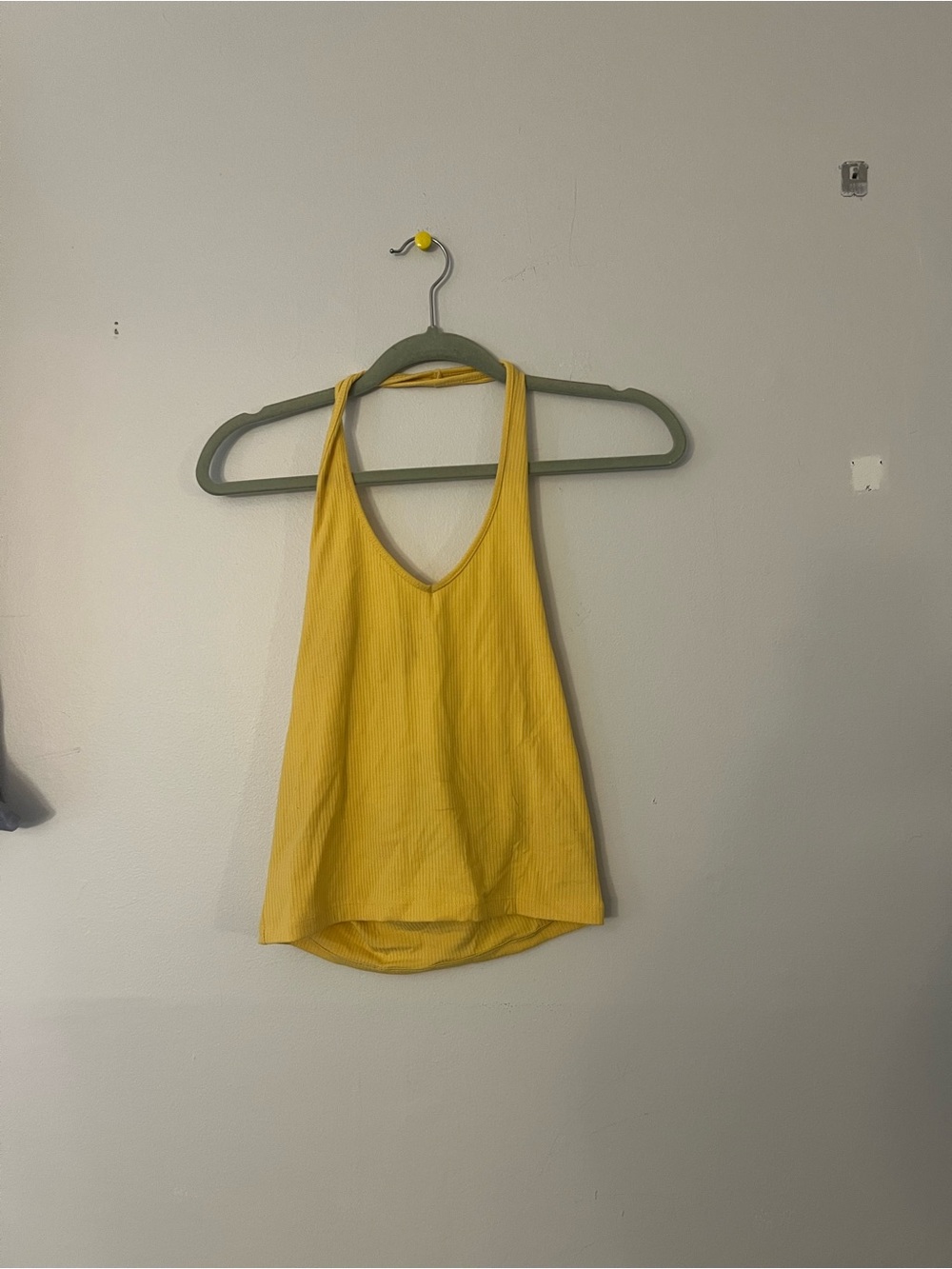 American Eagle Outfitters Yellow Ribbed Halter Tank